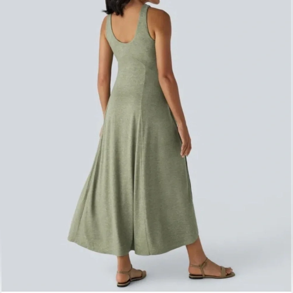 NWT Halara U Neck Flowy Maxi Casual Tank Dress - Picture 2 of 7